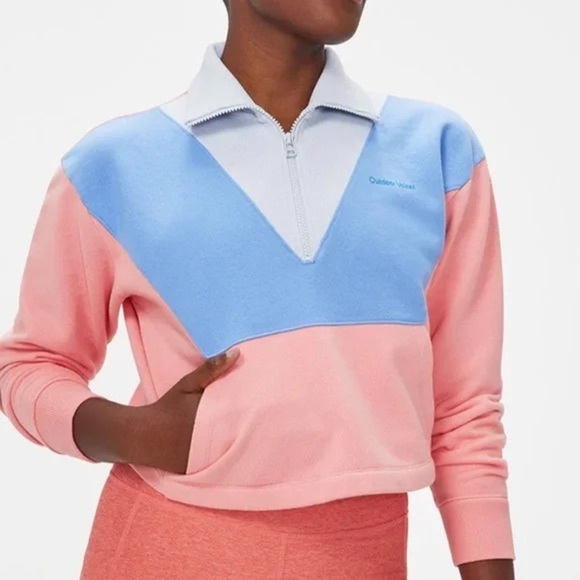 Outdoor Voices Cotton Terry 1/2 Zip Sweatshirt Colorblock Size Medium - Picture 1 of 5